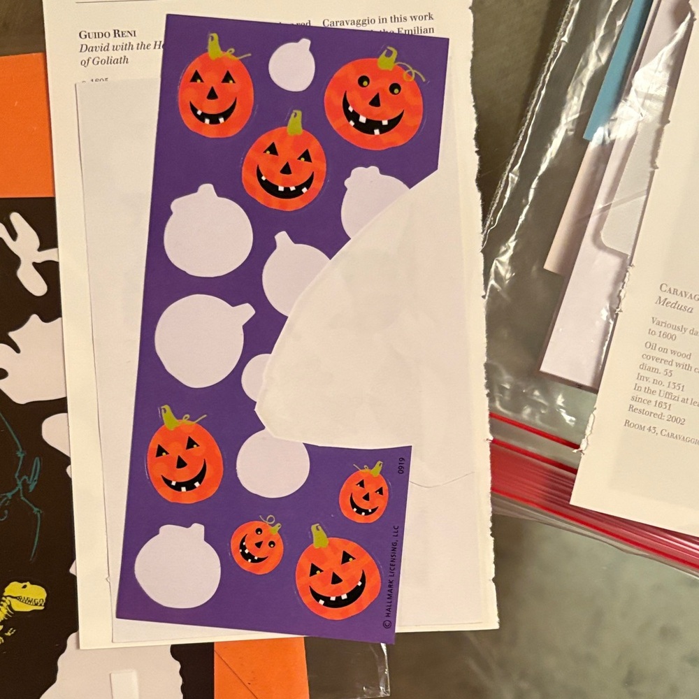 SALE! Halloween stationary. Dino skulls Set of stickers&Envelopes. Pumpkins
